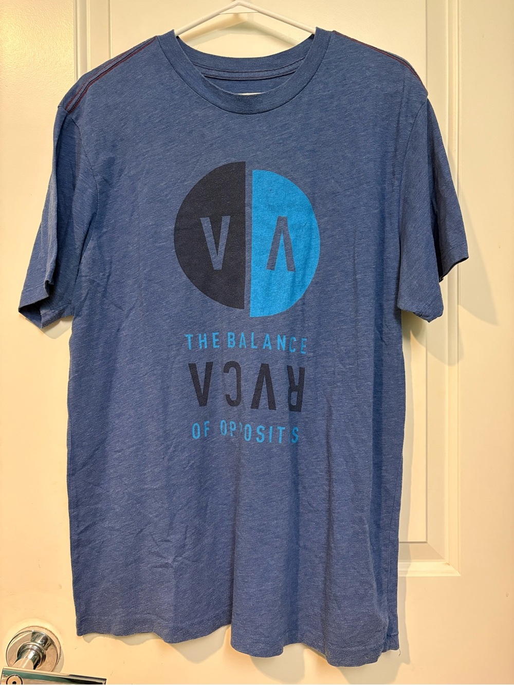 RVCA Blue Short Sleeve Graphic Logo Tee with Teal Accent